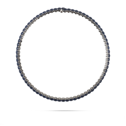 Choker με πέτρες ζιργκόν σε μπλε χρώμα Mar and Mar Tennis Choker (Blue-Silver)