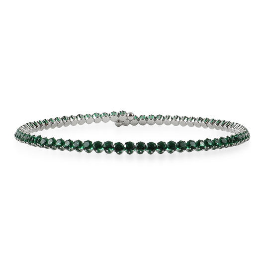 Choker με πέτρες ζιργκόν σε πράσινο χρώμα Mar and Mar Tennis Choker (Green-Silver)