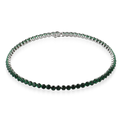 Choker με πέτρες ζιργκόν σε πράσινο χρώμα Mar and Mar Tennis Choker (Green-Silver)
