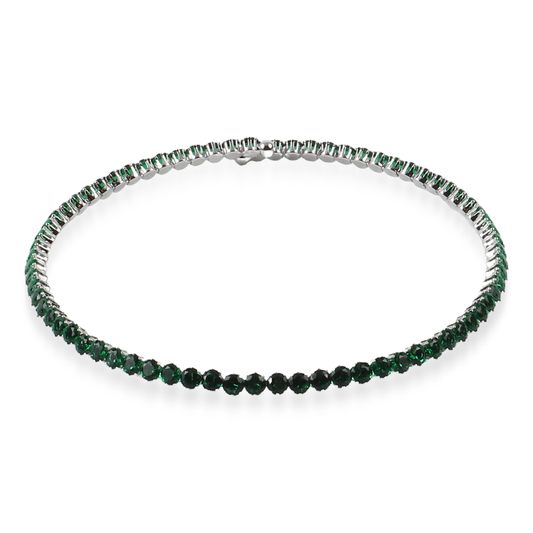 Choker με πέτρες ζιργκόν σε πράσινο χρώμα Mar and Mar Tennis Choker (Green-Silver)