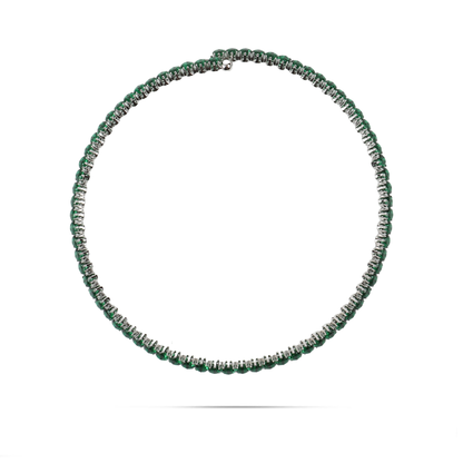 Choker με πέτρες ζιργκόν σε πράσινο χρώμα Mar and Mar Tennis Choker (Green-Silver)