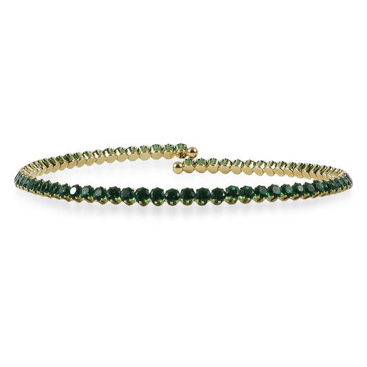 Choker με πέτρες ζιργκόν σε πράσινο χρώμα Mar and Mar Tennis Choker (Green-Gold)