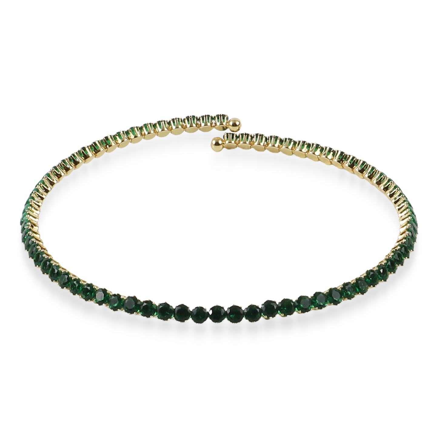Choker με πέτρες ζιργκόν σε πράσινο χρώμα Mar and Mar Tennis Choker (Green-Gold)