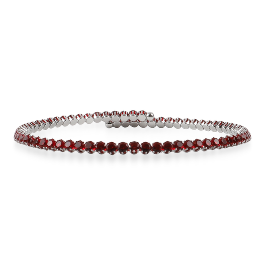 Choker με πέτρες ζιργκόν σε κόκκνιο χρώμα Mar and Mar Tennis Choker (Red-Silver)