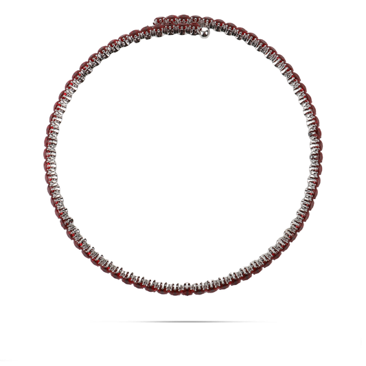 Choker με πέτρες ζιργκόν σε κόκκνιο χρώμα Mar and Mar Tennis Choker (Red-Silver)