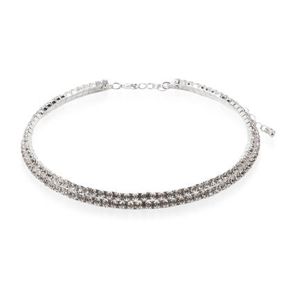 Choker με πέτρες ζιργκόν σε λευκό χρώμα Mar and Mar Tennis Double Choker