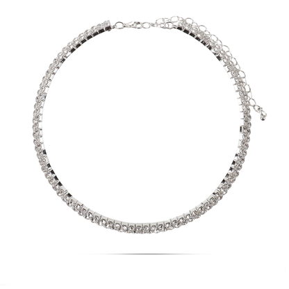Choker με πέτρες ζιργκόν σε λευκό χρώμα Mar and Mar Tennis Double Choker