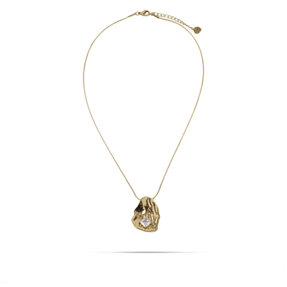 Κολιέ με σφυρήλατο σχέδιο και πέτρα ζιργκόν Mar and Mar Leonne από ανοξείδωτο ατσάλι