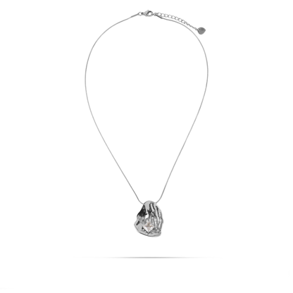 Κολιέ με σφυρήλατο σχέδιο και πέτρα ζιργκόν Mar and Mar Leonne Silver από ανοξείδωτο ατσάλι