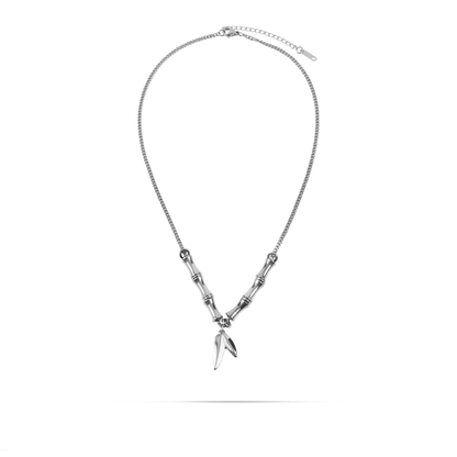 Κολιέ με φύλλα Mar and Mar Giada Silver από ανοξείδωτο ατσάλι