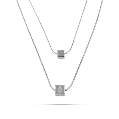 Κολιέ με κύβο και σχέδιο αστέρι Mar and Mar Cubes Star από ανοξείδωτο ατσάλι