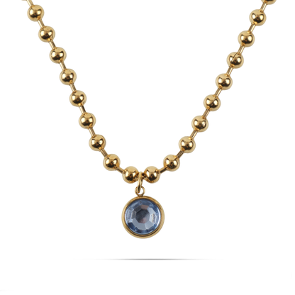 Κολιέ με πέτρα ζιργκόν Mar and Mar Azure (Light Blue) από ανοξείδωτο ατσάλι