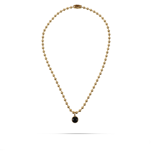 Κολιέ με πέτρα ζιργκόν Mar and Mar Azure (Black) από ανοξείδωτο ατσάλι