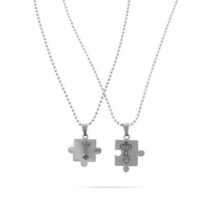 Κολιέ κομμάτια παζλ Mar and Mar Puzzle K and Q (Silver) από ανοξείδωτο ατσάλι
