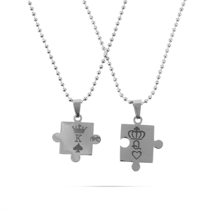 Κολιέ κομμάτια παζλ Mar and Mar Puzzle K and Q (Silver) από ανοξείδωτο ατσάλι