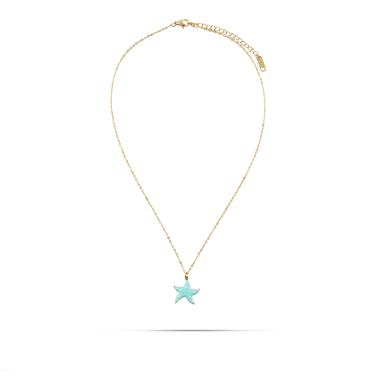 Κολιέ με κρεμαστό αστερία Mar and Mar Starfish Turquoise από ανοξείδωτο ατσάλι