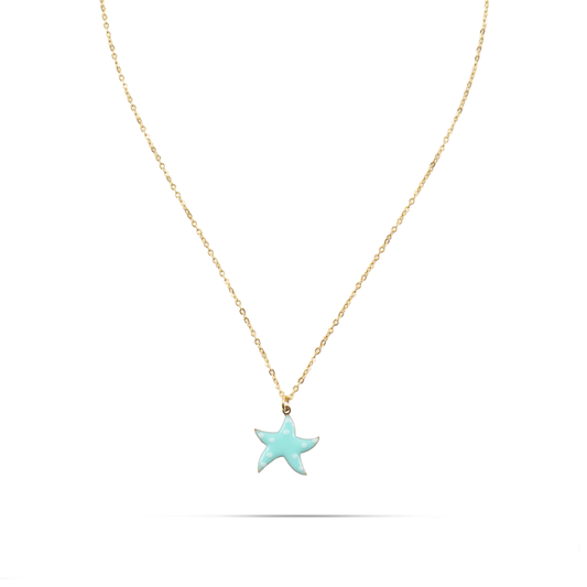 Κολιέ με κρεμαστό αστερία Mar and Mar Starfish Turquoise από ανοξείδωτο ατσάλι