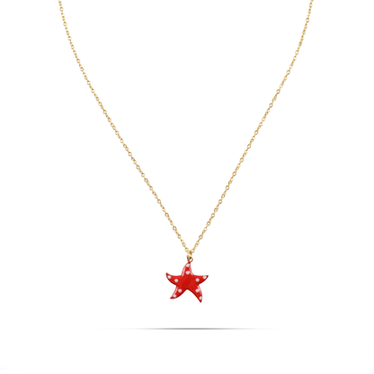 Κολιέ με κρεμαστό αστερία Mar and Mar Starfish Red από ανοξείδωτο ατσάλι