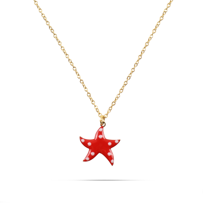 Κολιέ με κρεμαστό αστερία Mar and Mar Starfish Red από ανοξείδωτο ατσάλι