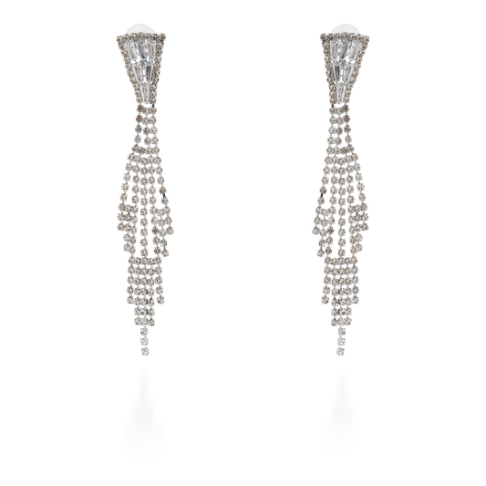 Σκουλαρίκια κρεμαστά με πέτρες ζιργκόν Catalina (Silver)