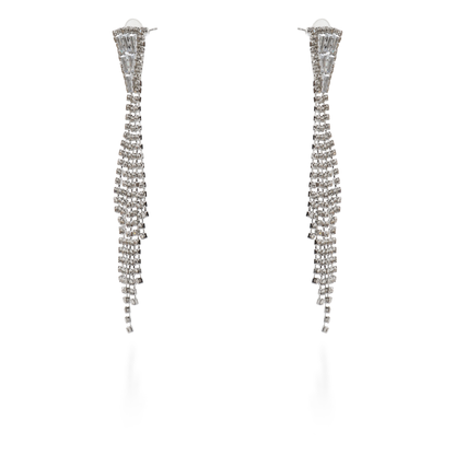 Σκουλαρίκια κρεμαστά με πέτρες ζιργκόν Catalina (Silver)