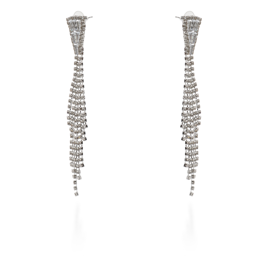 Σκουλαρίκια κρεμαστά με πέτρες ζιργκόν Catalina (Silver)