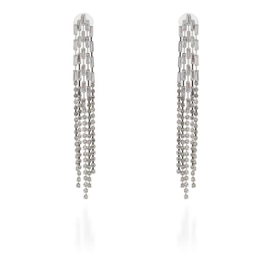 Σκουλαρίκια κρεμαστά με πέτρες ζιργκόν Ethalia II (Silver)