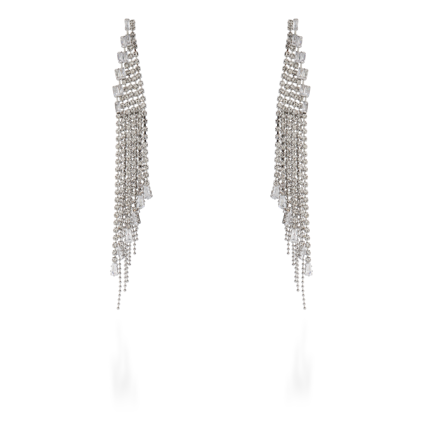 Σκουλαρίκια κρεμαστά με baguettes πέτρες ζιργκόν Mar and Mar Lorelei (Silver)