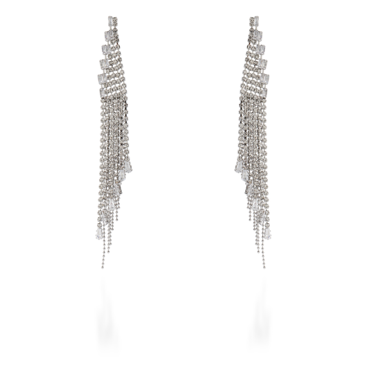 Σκουλαρίκια κρεμαστά με baguettes πέτρες ζιργκόν Mar and Mar Lorelei (Silver)