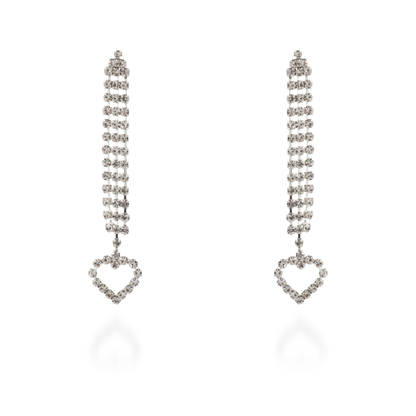 Σκουλαρίκια κρεμαστά καρδιά με πέτρες ζιργκόν Sparkle Hearts Earrings