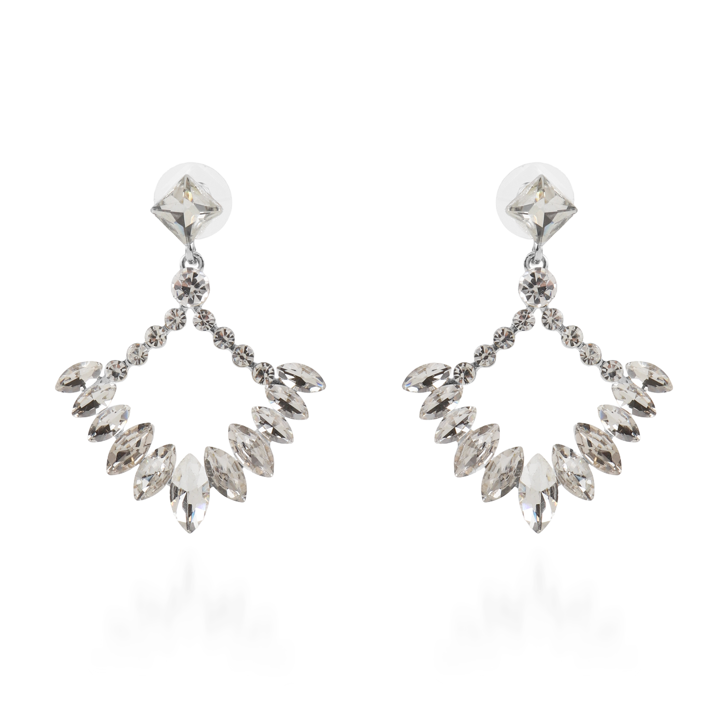 Σκουλαρίκια κρεμαστά με πέτρες ζιργκόν Mar and Mar Galena Rhombus (Silver)