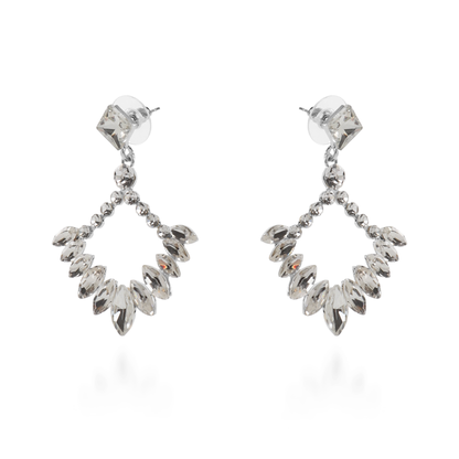 Σκουλαρίκια κρεμαστά με πέτρες ζιργκόν Mar and Mar Galena Rhombus (Silver)