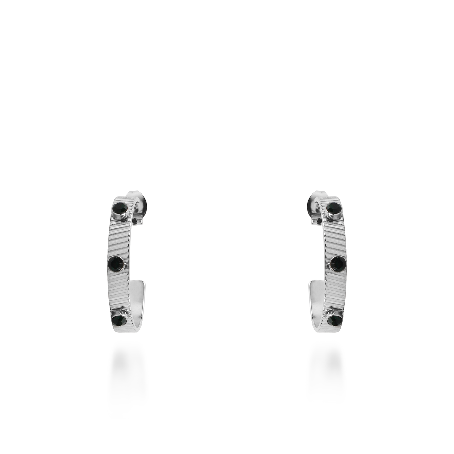 Σκουλαρίκια κρίκοι με πέτρες ζιργκόν Mar and Mar Arcadia Green από ανοξείδωτο ατσάλι