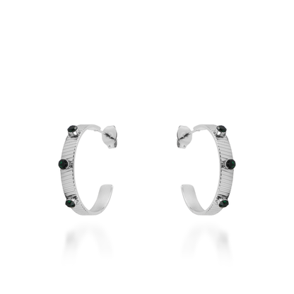 Σκουλαρίκια κρίκοι με πέτρες ζιργκόν Mar and Mar Arcadia Green από ανοξείδωτο ατσάλι