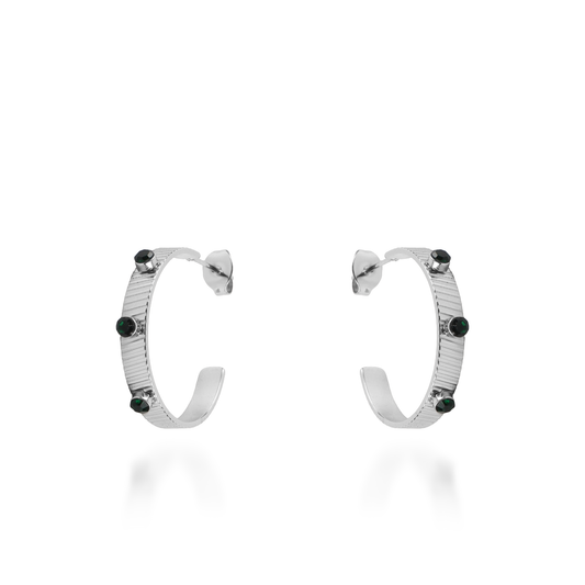 Σκουλαρίκια κρίκοι με πέτρες ζιργκόν Mar and Mar Arcadia Green από ανοξείδωτο ατσάλι