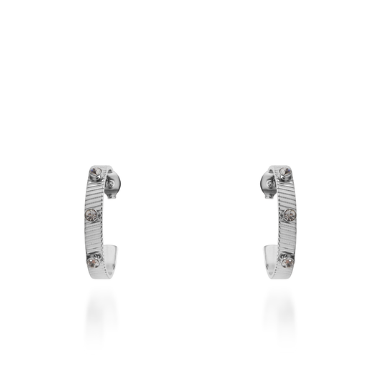 Σκουλαρίκια κρίκοι με πέτρες ζιργκόν Mar and Mar Arcadia από ανοξείδωτο ατσάλι