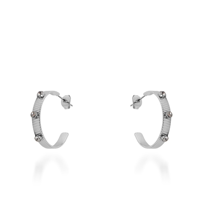 Σκουλαρίκια κρίκοι με πέτρες ζιργκόν Mar and Mar Arcadia από ανοξείδωτο ατσάλι