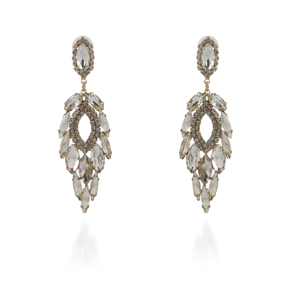 Σκουλαρίκια κρεμαστά με πέτρες ζιργκόν Nevelle (White)