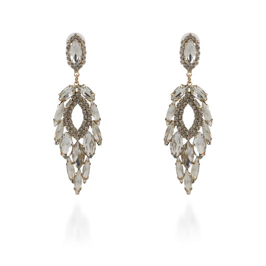 Σκουλαρίκια κρεμαστά με πέτρες ζιργκόν Nevelle (White)