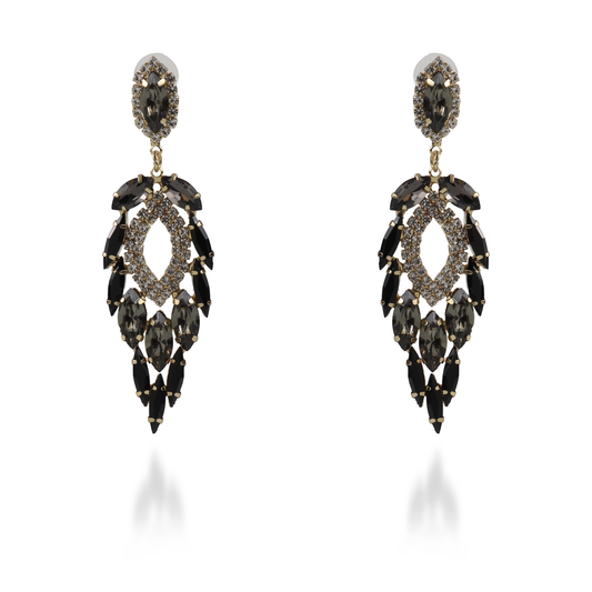 Σκουλαρίκια κρεμαστά με πέτρες ζιργκόν Nevelle (Black)