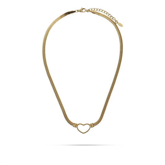 Αλυσίδα λαιμού flat snake με καρδιά Mar and Mar Heart Flat Snake από ανοξείδωτο ατσάλι