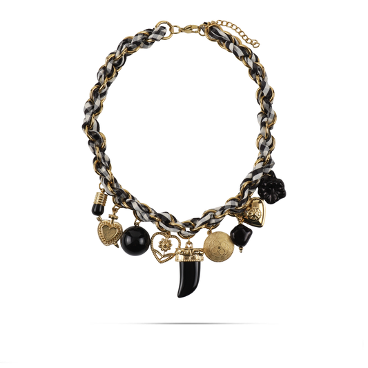 Κολιέ με charms και αλυσίδα με ύφασμα Mar and Mar Madine