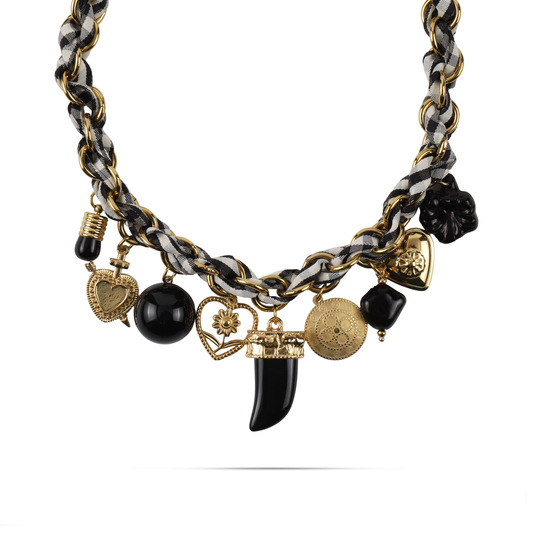 Κολιέ με charms και αλυσίδα με ύφασμα Mar and Mar Madine