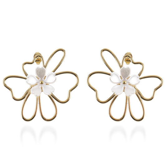 Σκουλαρίκια καρφωτά λουλούδια Mar and Mar Rosella από ανοξείδωτο ατσάλι