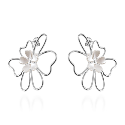 Σκουλαρίκια καρφωτά λουλούδια Mar and Mar Rosella Silver από ανοξείδωτο ατσάλι