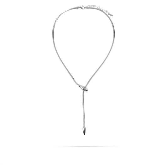 Κολιέ με αλυσίδα flat snake με φίδι Mar and Mar Ophira Tie Silver από ανοξείδωτο ατσάλι