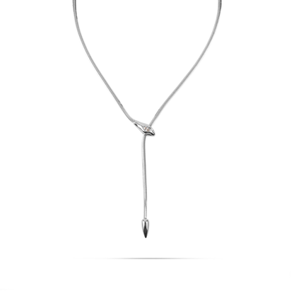 Κολιέ με αλυσίδα flat snake με φίδι Mar and Mar Ophira Tie Silver από ανοξείδωτο ατσάλι