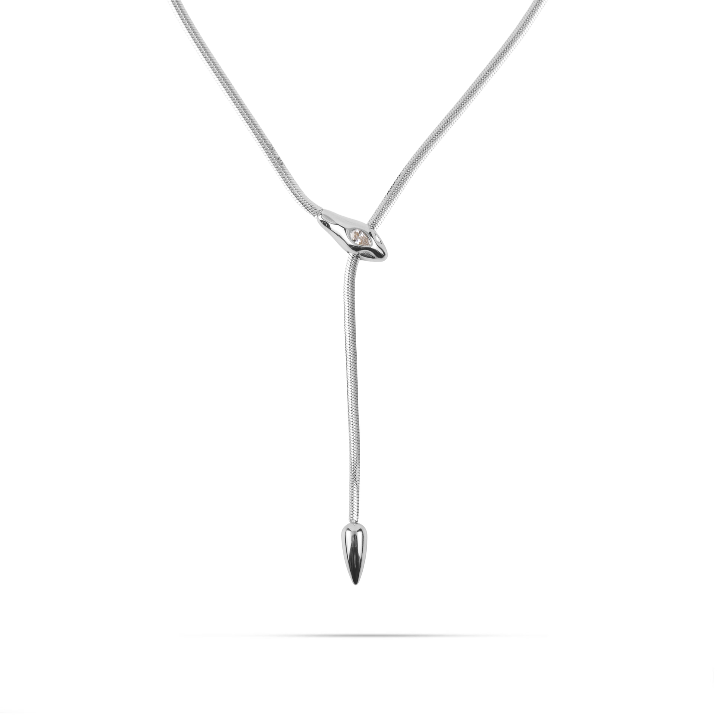 Κολιέ με αλυσίδα flat snake με φίδι Mar and Mar Ophira Tie Silver από ανοξείδωτο ατσάλι