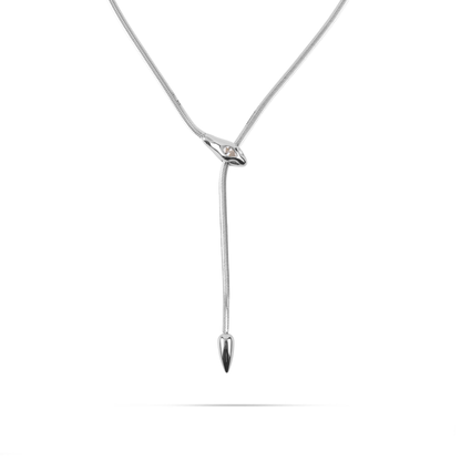 Κολιέ με αλυσίδα flat snake με φίδι Mar and Mar Ophira Tie Silver από ανοξείδωτο ατσάλι