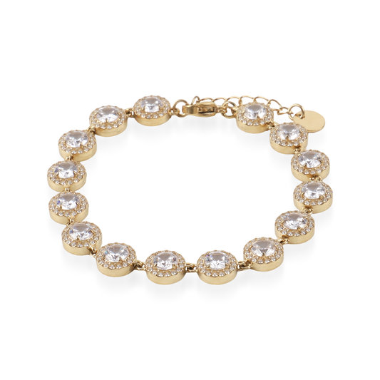 Αλυσίδα χεριού με ζιργκόν Mar and Mar Crystal Round από ανοξείδωτο ατσάλι